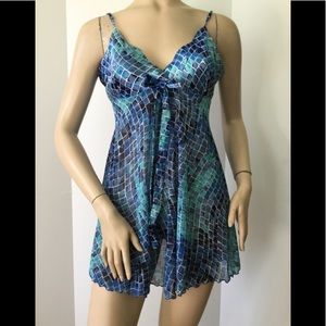 Victoria’s Secret Multi Blue Shade Print Chemise
